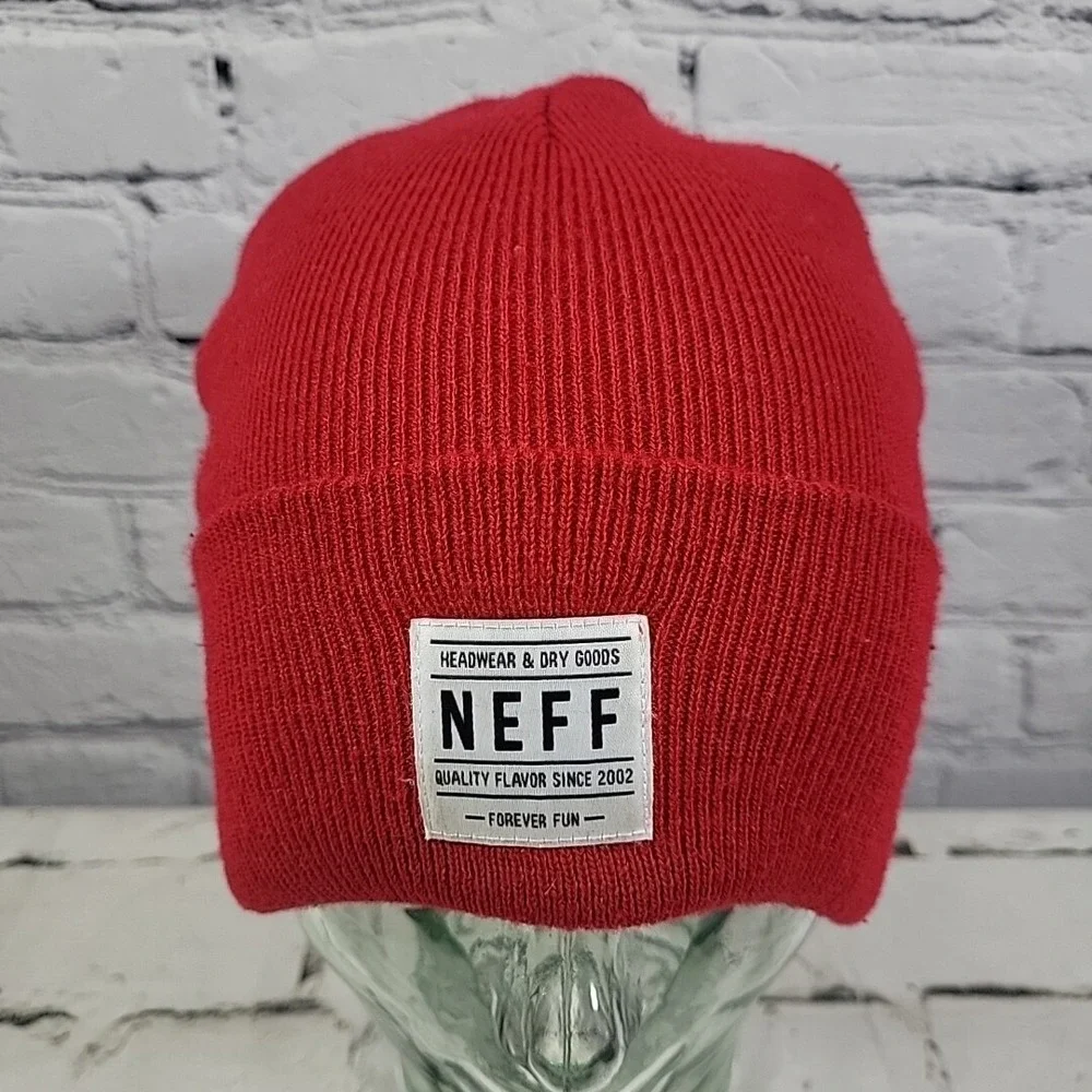 Neff Hat Unisex Red Beanie‎ Stretch Knit Roll-Up Warm Winter Ski Cap
